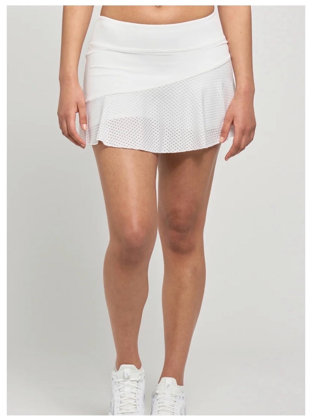 Lija White Mesh Panel Athletic Skirt